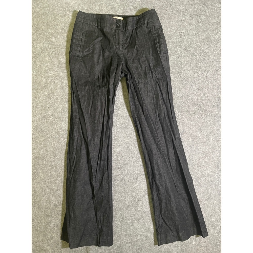 Ann Taylor Loft Julie Trousers Womens 0P Gray Wide Leg Pants Petite Office Wear